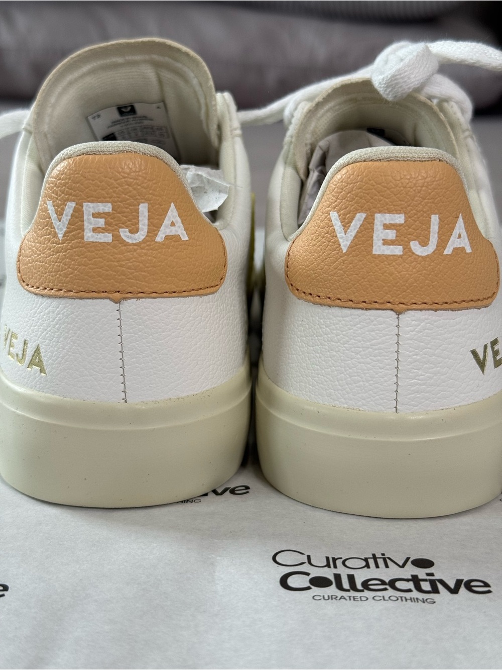 VEJA women’s White Sneakers with Tan Heel Tab